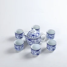 Набор из 7 предметов, китайский чайный сервиз для кунг-фу, фарфоровый полый, креативный дизайн, керамический чайник с 6 чайными чашками, посуда для напитков, роскошный подарок