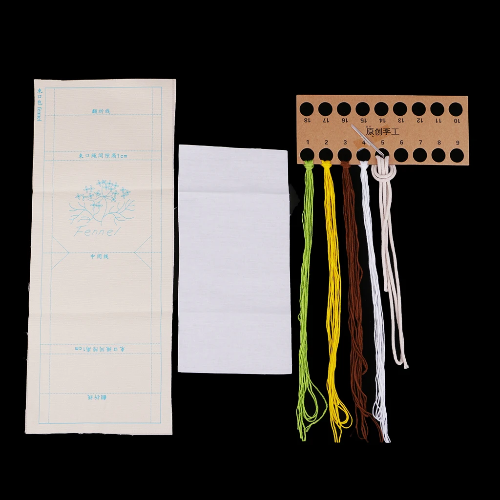 DIY Embroidery Cross Stitch Kit Pouch Canvas Drawstring Bag Handmade Needlework