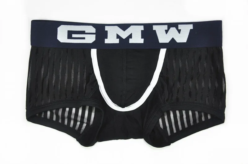 

GMW Sexy underwear, Transparent Boxer Soft Breathy Underpant,Nylon+Cotton Man Underwear,Net Pant real photo
