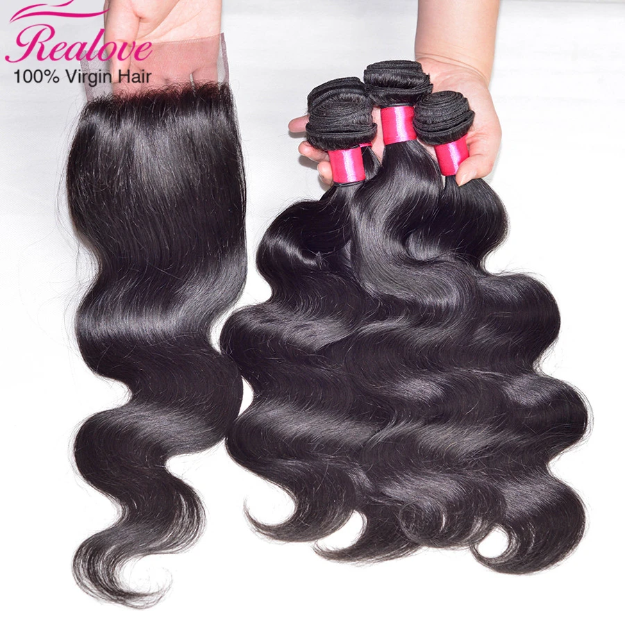 7A Brazilian Body Wave With Closure 4 Bundles Brazilian Virgin Hair With Closure Peerless Human Hair Bundles With Lace Closures