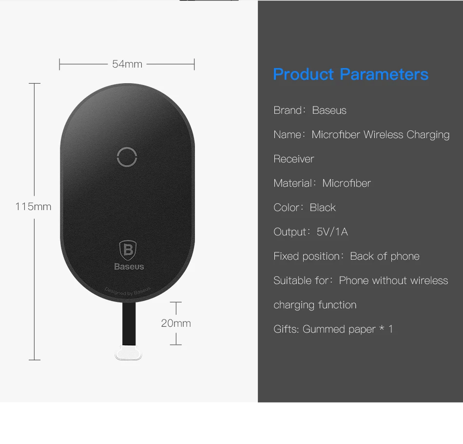 Baseus Беспроводное зарядное устройство приемник для iPhone 7 6 беспроводной зарядный разъем Micro usb Тип C рецептор для samsung Xiaomi huawei
