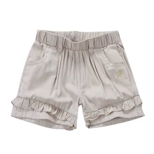 Новинка г., детские летние шорты с оборками для девочек, повседневные однотонные шорты с эластичной резинкой на талии и оборками, смешанный хлопок