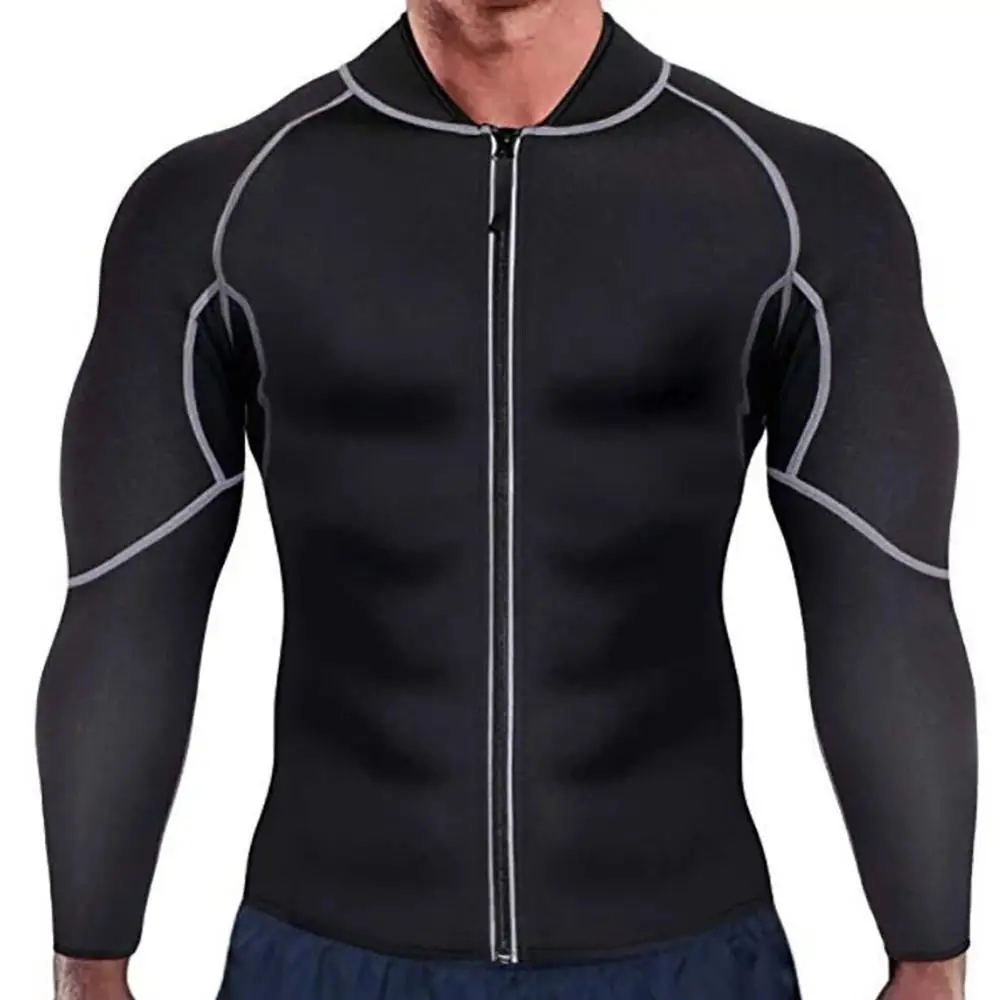 

Fitness Long Sleeve T-shirt Men Elastic Sweating Slimming Sauna Suit Sportswear Body Gym Tops Workout Shirts Jacket Clothes
