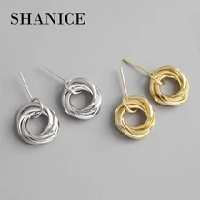SHANICE простые круглые очаровательные 925 пробы серебряные ювелирные изделия INS высококачественные простые геометрические Многослойные серьги-гвоздики для женщин подарок