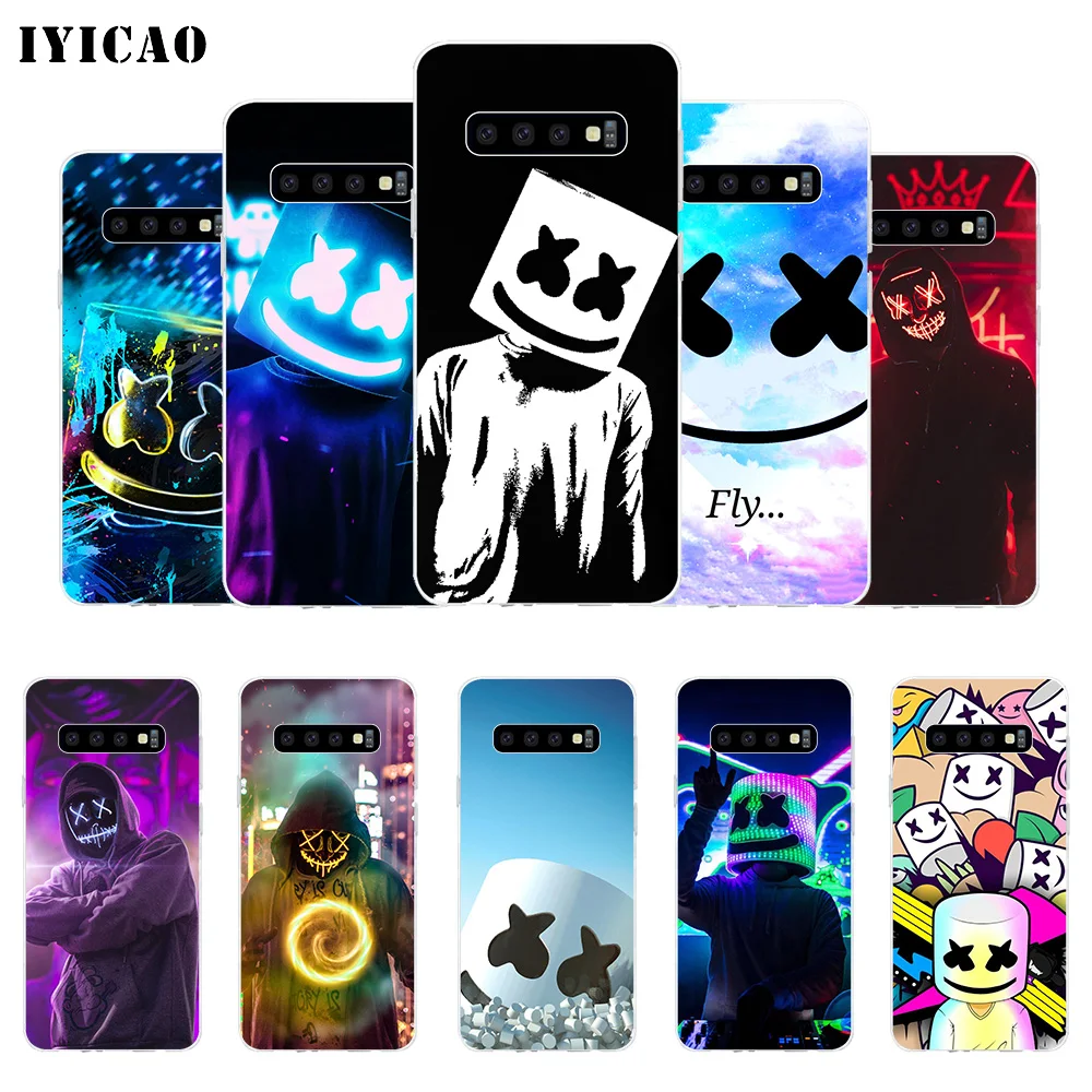 

IYICAO Marshmello DJ Soft Silicone Phone Case for Samsung Galaxy S10e S10 S9 S8 Plus S7 Edge TPU Cover