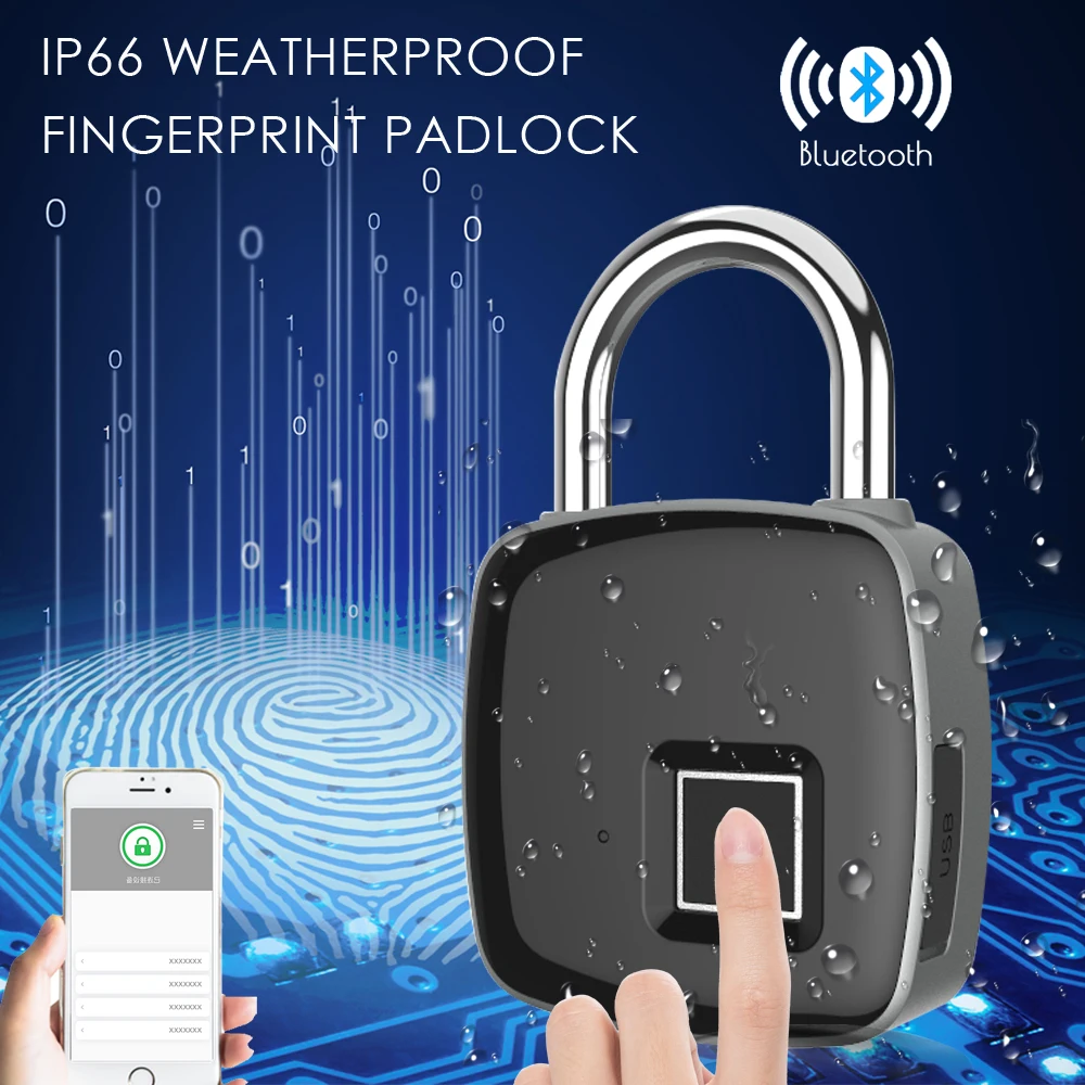 

Keyless Fingerprint Padlock Smart Fingerprint Locks Electric Bluetooth Padlocks Door/Luggage/Case Wifi Wireless Footprint Locks