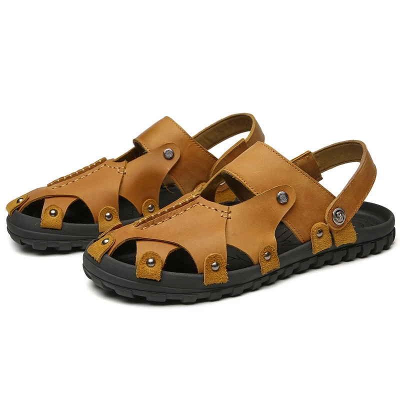 Verão Dos Moda Confortável Confortáveis Grande Black Sapatos Macias 47 Couro De brown 38 Clássicos Sandálias Macio Homens PvqIYI