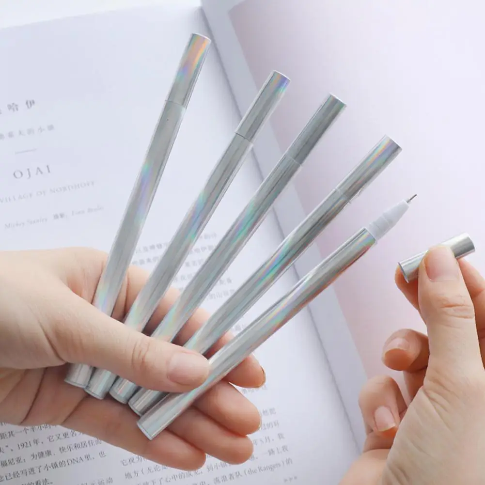 

5pcs/set fashion style dazzle color gel pen set laser material neutral pen cool School supplies 0.38mm r20