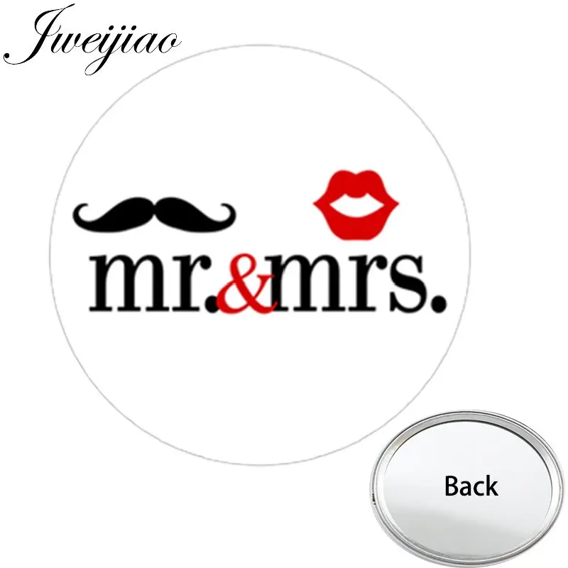 

JWEIJIAO Bridesmaid MR. AND MRS. Mini Pocket Mirror Portable Makeup Vanity Hand Travel Purse Mirror Valentine's Day Gift