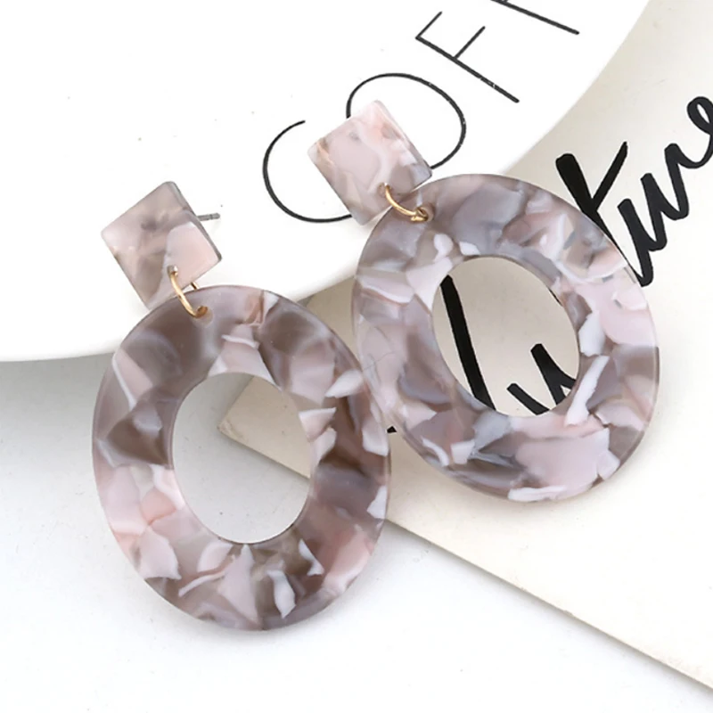 

New Fashion Acid Acrylic Resin Earrings Dangle Oval Earrings for Women Long Pendant Earrings Fashion Modern Jewelry