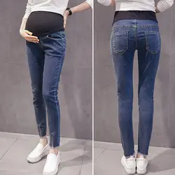 Пресса деним Беременность джинсы для беременных Брюки для беременных Женская Одежда узкие кормящих стрейч джинсы для беременных Брюки