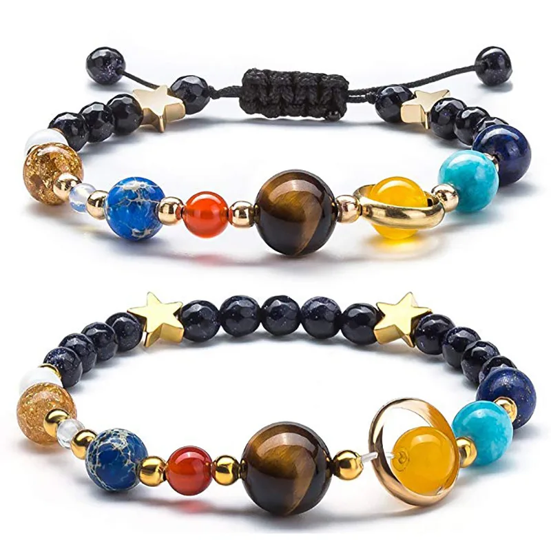 

Explosive Beaded Bracelet Universe Galaxy Solar System Eight Planets Guardian Stars Natural Stone Beads Bracelets for Women Gift