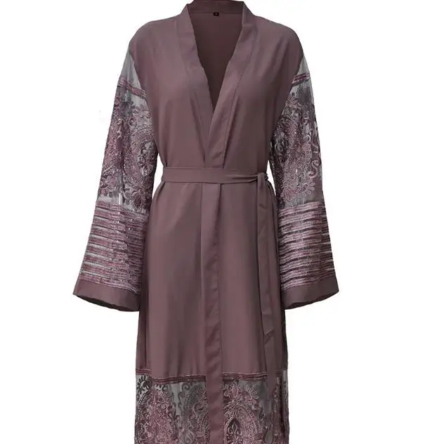 Элегантное мусульманское платье Abaya кружевной кардиган туника одежда thube Burka