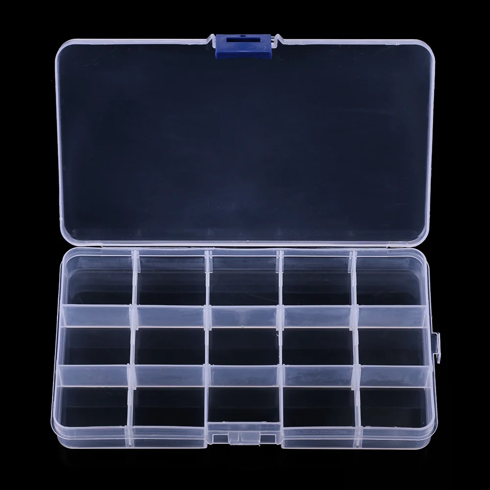 

Fishing Tackle Box with 15 Compartments Fishing Box High Strength Transparent Visible Plastic Box