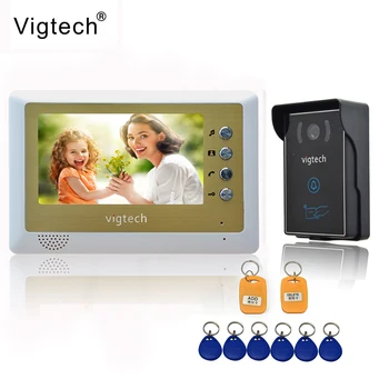 

Vigtech Home 7`` LCD Video Door Phone intercom System Kit 700TVL RFID Waterproof IR Night vision Camera free shipping