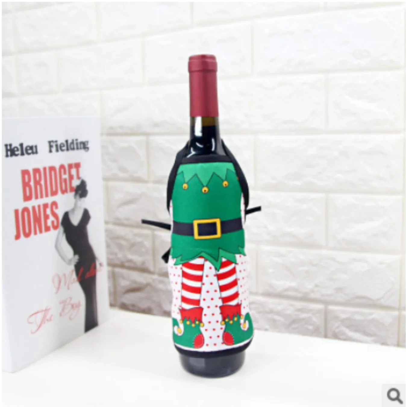 Горячее предложение, креативный Рождественский винный фартук для бутылки, чехлы с забавными буквами, вечерние украшения стола, Рождественский орнамент - Цвет: Зеленый