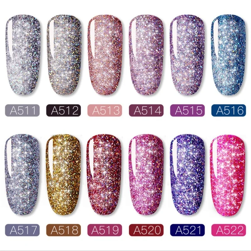 5ml Nail Art Glitter Gel Nail Polish Set Glitter Platinum Painting Nails Art Poly UV Gellak Top Base Primer For Manicure