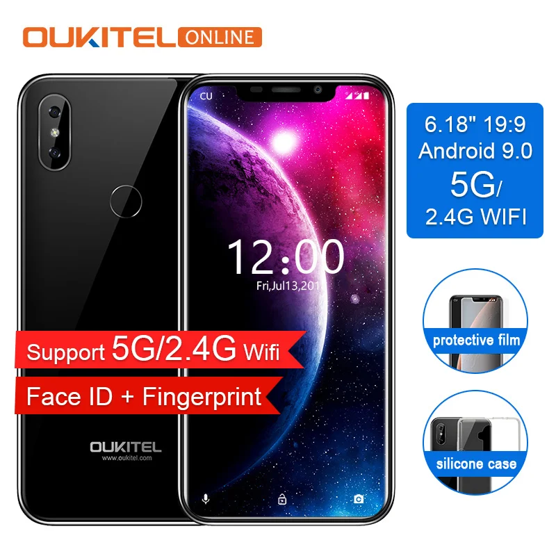 Oukitel C13 Pro, 5G/2,4G, Wi-Fi, Android 9,0, 6,18 дюйма, 19:9-дисплей, распознавание лица, 2 Гб ОЗУ, 16 Гб ПЗУ, мобильный телефон, 3000 мА/ч, 4G, отпечаток пальца