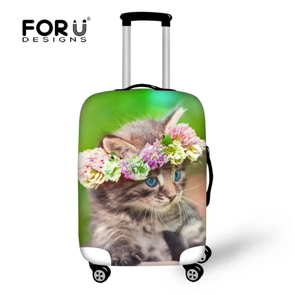 FORUDESIGNS 3D Белый Кот Животные Печатные Защитные чехлы для чемоданов Kawaii Кот багаж покрытие для сумки на колесах эластичный багажный чехол - Цвет: CA4902