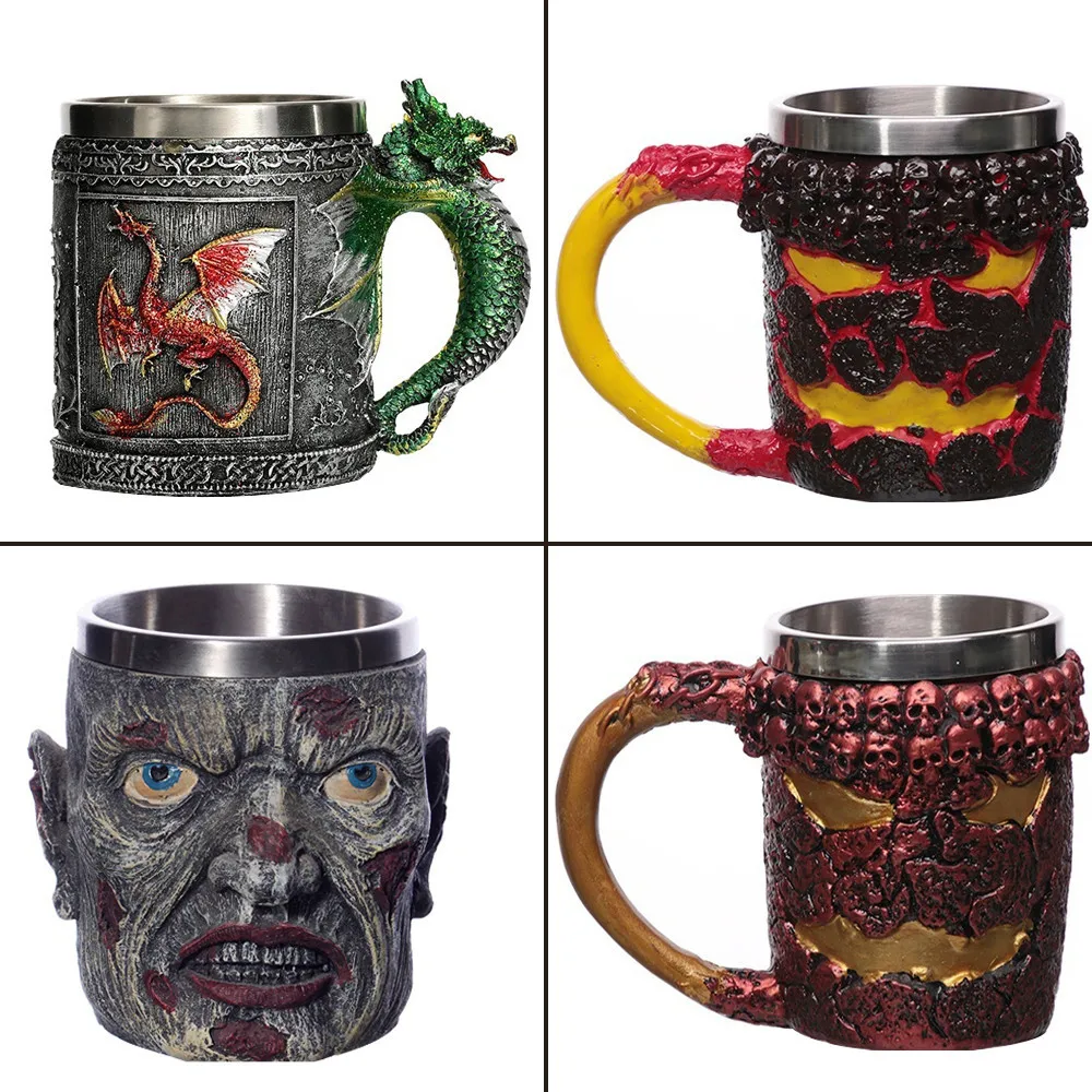 

3d Dragon Mug Cool Zombie Skull Beer Mug for Coffee Beer Tea Stainless Steel Personalized Cup Home Party Creative Gift for Men