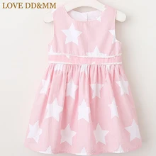 Платье для девочек с надписью «LOVE DD& MM» Новинка года, милое детское платье-майка с пятиконечной полоской для маленьких девочек простая элегантная одежда