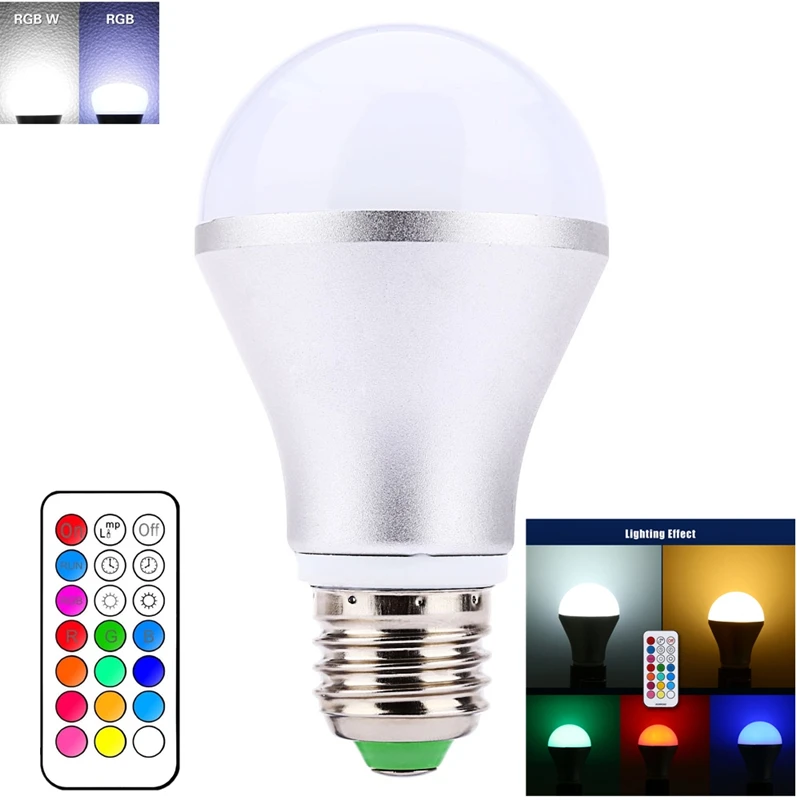 

E27 B22 RGBW LED Bulb Light 10W RGB+White Color Changing color light IR Remote Control Home Decoration RGB led lamp AC85-265V