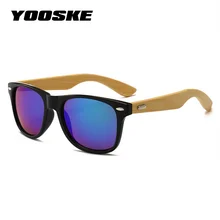 YOOSKE классические винтажные деревянные солнцезащитные очки для мужчин и женщин зеркальные отражающие линзы деревянные солнцезащитные очки Женские бамбуковые очки