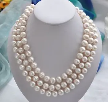 

50" 9-10mm south sea white baroque pearl necklace 14k clasp