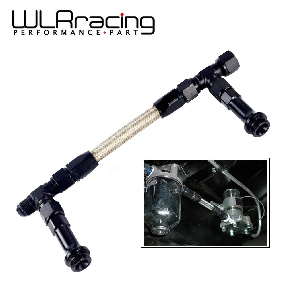 WLR RACING AN8 8AN Black Dual Feed Fuel Line Dual Feed Carb Fuel Line Kit WLR QT43BKfuel line