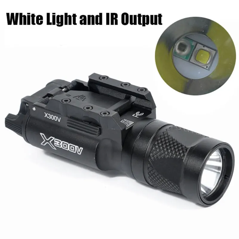 

X300V IR Pistol Light IR weapon tactical light rail LED Wihte Light & Infrared output Weatherproof Flashlight 20mm Weaver Rail
