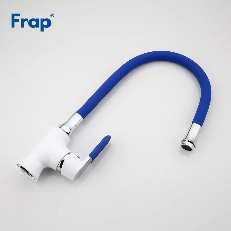 Frap Silica Gel Nose Multi-color handle cover Any Direction Kitchen Faucet Cold and Hot Water Mixer White Spray paint F4034F7253