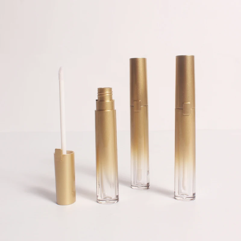 

Plastic Gradient Gold Beauty Lip Gloss Tube Empty Cosmetic Frosted Gold Lip Liquid Oil Bottle Matte Gold Lip Gloss Container