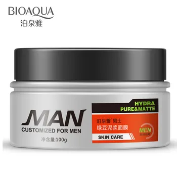 

BIOAOUA Men Mung Bean Mud Mask Skin Care Face Mask Oil Control Shrink Pores Moisturizing Face Care Products for Men Creams