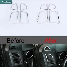 Tonlinker, 4 шт., автомобильный, из нержавеющей стали, на выходе, кондиционер, украшение, круглый чехол, наклейки для Mitsubishi ASX 2013-15