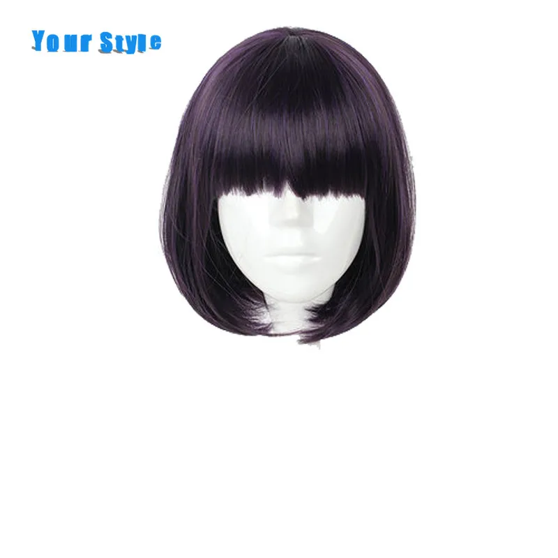 

Your Style Synthetic Short Straight BOB Style Cosplay Full Hair Wigs Women Purple Color Natural Hair Wigs High Temperature Fiber