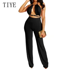 TIYE Sexy Backless Lace Up Bodycon Jumpsuit Women Deep V Neck Sleeveless Party Club Bodysuit Summer Skinny Playsuits Overalls TIYE Sexy Backless Lace Up Bodycon Jumpsuit Women Deep V Neck Sleeveless Party Club Bodysuit Summer Skinny Playsuits Overalls