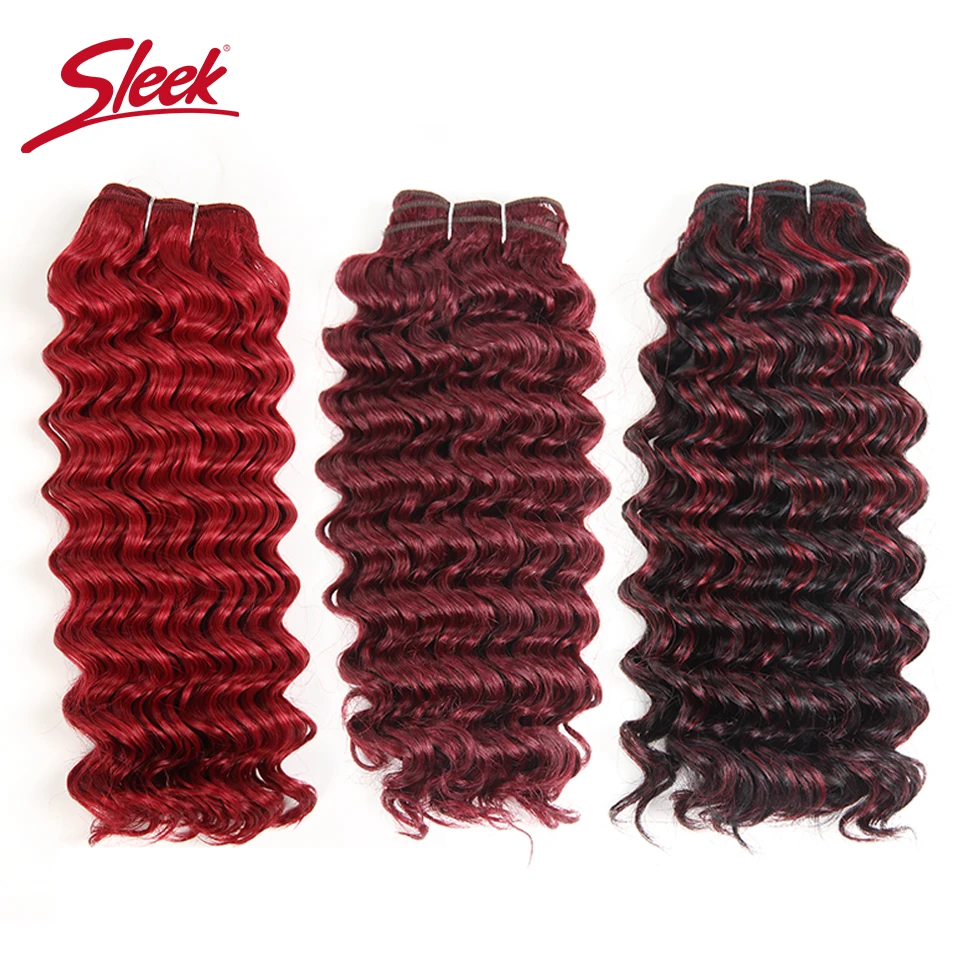 

Sleek Double Drawn Brazilian Remy Human Hair Extension 113g Loose Deep Wave Hair Weave Red Colors Bundles 1pcs