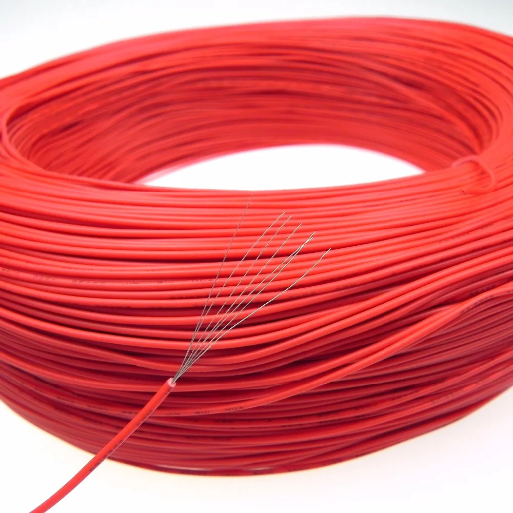 26AWG 26 0.25 2.5mm UL1007 copper cable electrical wires PVC Insulated tinned copper electronic wire Red 5