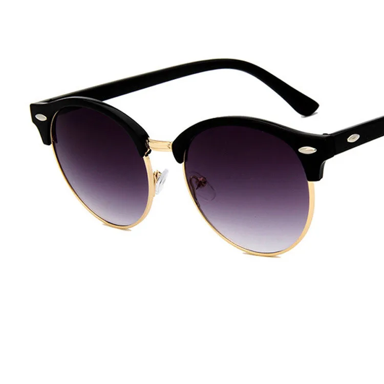 Zonnebril Dames солнцезащитные очки для женщин и мужчин, круглые винтажные Ретро солнцезащитные очки, фирменный дизайн, Hombre Oculos De Sol Feminino G89 - Цвет линз: Bright BK.g grey
