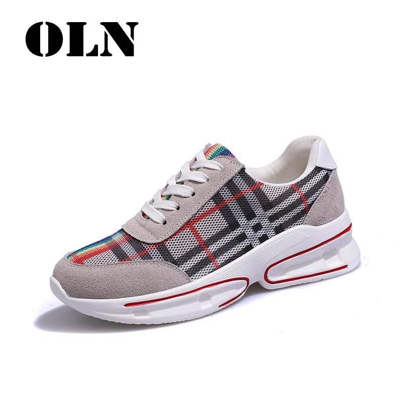 

OLN Women Running Shoes Outdoor Athletic Summer Mixed Colors Lifestyle 2018 New Superfine fiber Shoes Genuine Leather 2018