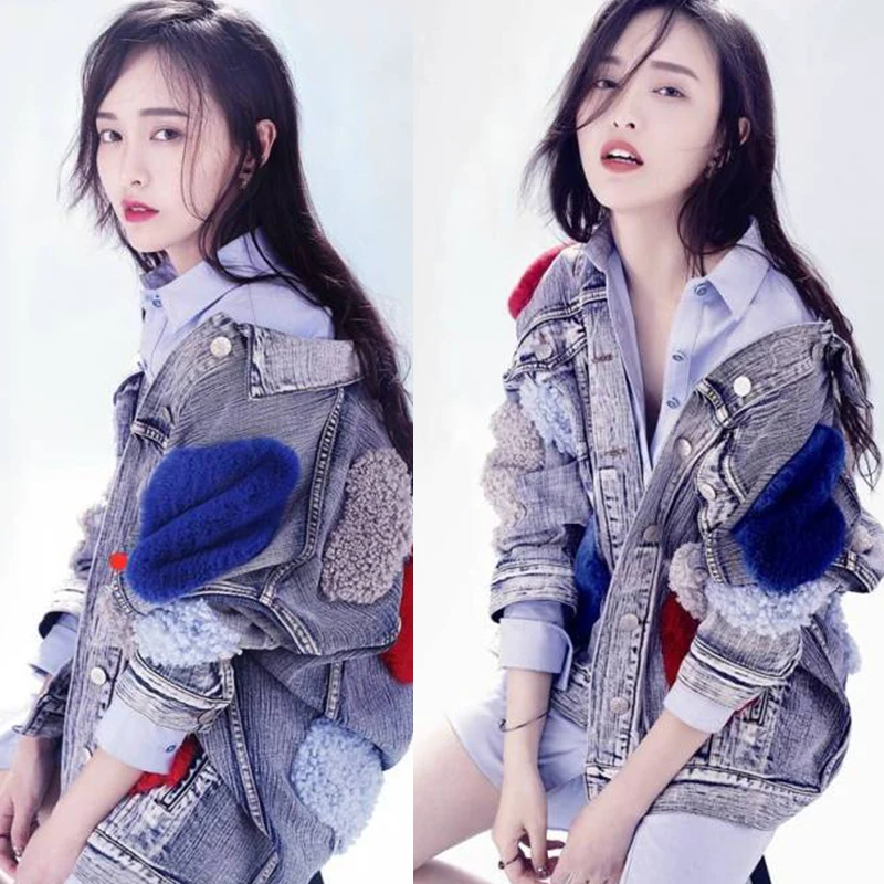 LongqibaoWomen's джинсовая стеганая куртка Новая Осенняя Корейская версия свободной студенческой куртки весна и осень
