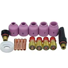 TIG Welding Torches Stubby Gas Lens Collets Alumina Nozzles Back Cap Kit For SR WP 17 18 26 Series 16pcs