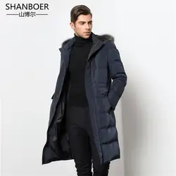 Толстая зимняя куртка-пуховик мужчин теплая водонепроницаемая брендовая одежда наивысшего качества длинные мужчина 90% белый пуховик