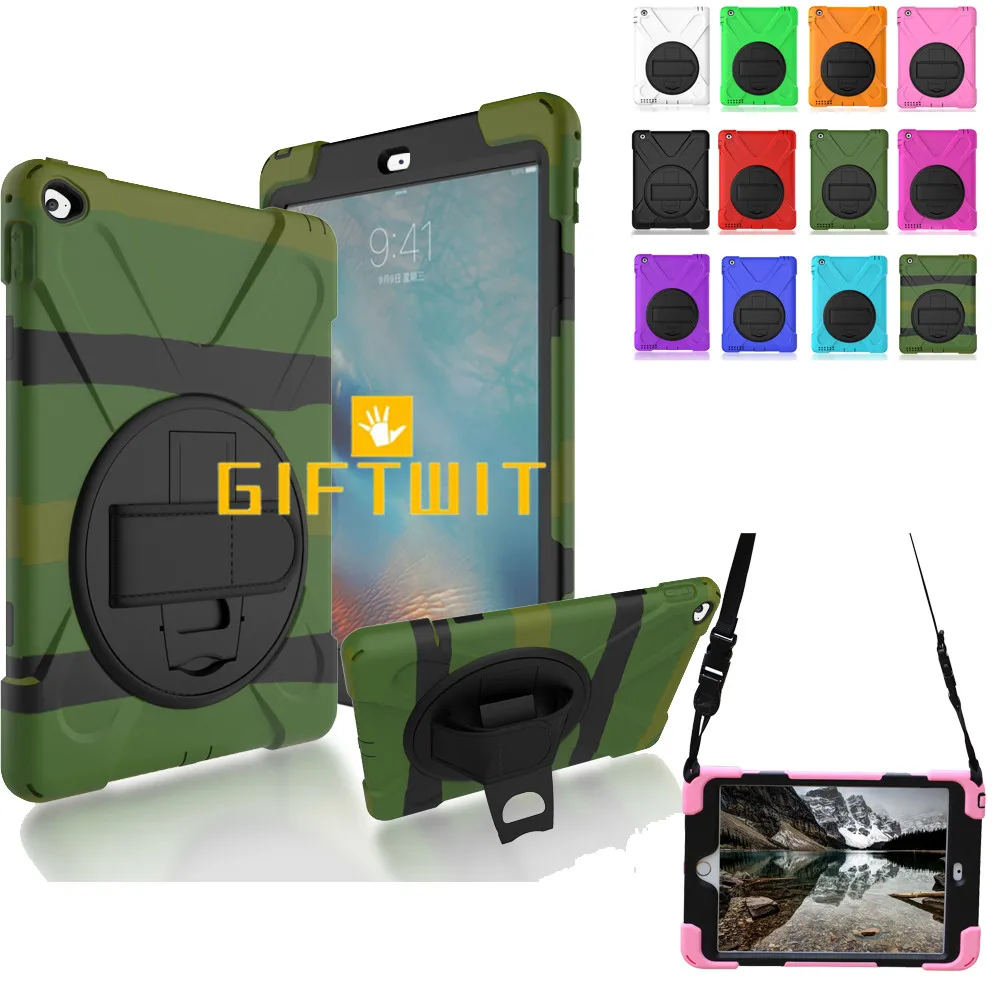 

Case For iPad Mini 4, Kids Safe Armor Kickstand Tablet Cover Shockproof Heavy Duty Shell Hand / Shoulder Strap Car Use
