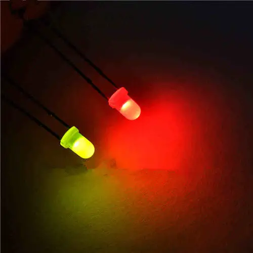 

100PCS 2pins F3 3mm Dual Bi Color Polar Changing Red/Green Led Diffused Leds