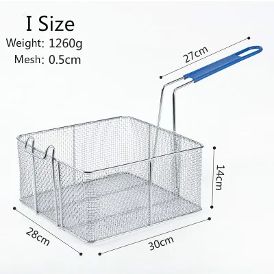 14 корзина для жарки Коммерческая сетка из нержавеющей стали квадратная зашифрованная рамка для картофеля фри фильтрующие экраны круглые дуршлаги сита - Цвет: I size