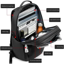 Высококачественный мужской рюкзак расширяемый путешествие на выходные водоотталкивающая сумка для ноутбука Деловые компьютерные сумки Рюкзак Мужские школьные рюкзаки