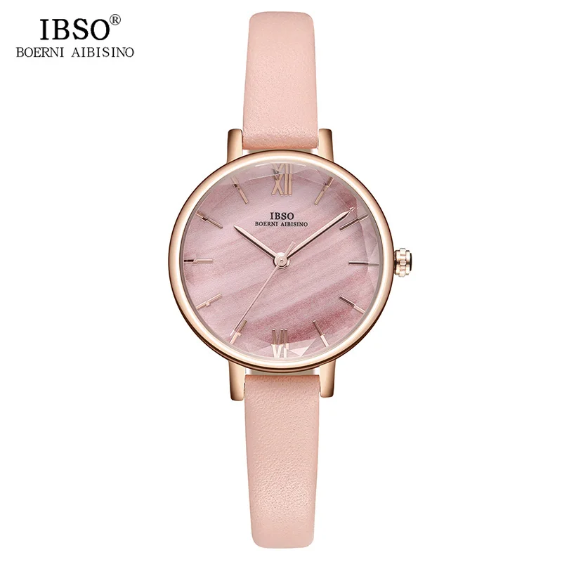 IBSO женские кварцевые часы фирменный дизайн наручные часы для женщин наручные часы с ремешком из нержавеющей стали - Цвет: Pink
