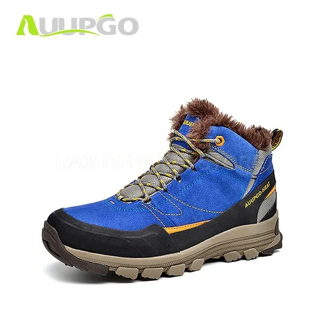 Auupgo Водонепроницаемая походная обувь для мужчин зимние спортивные походные сникерсы походные ботинки дышащие теплые флисовые зимние ботинки - Цвет: Royal blue