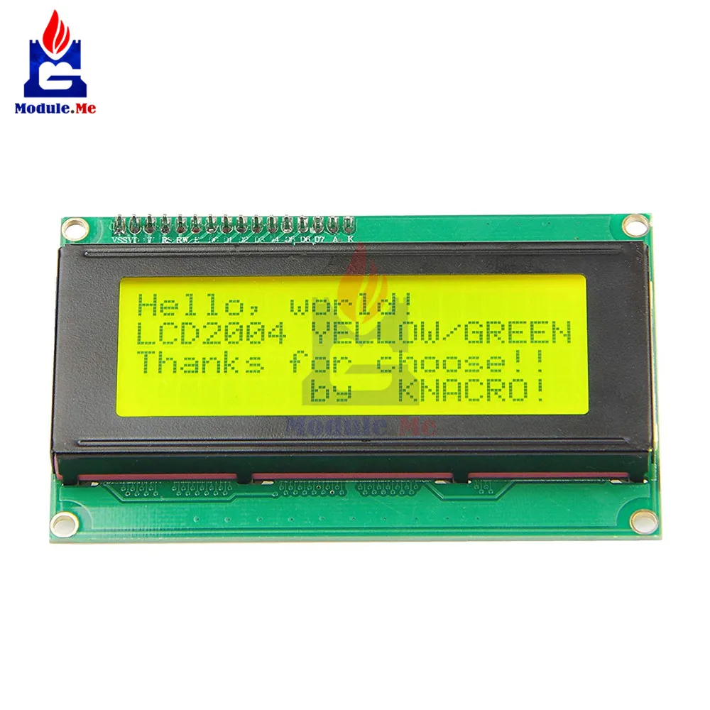 

Yellow Display 2004 20x4 LCD Display Adapter IIC/TWI/SPI/I2C Serial Interface Module Shield for Arduino UNO R3 MEGA